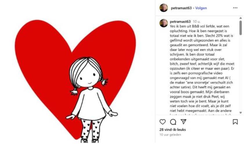 Bericht Petra op Instagram.